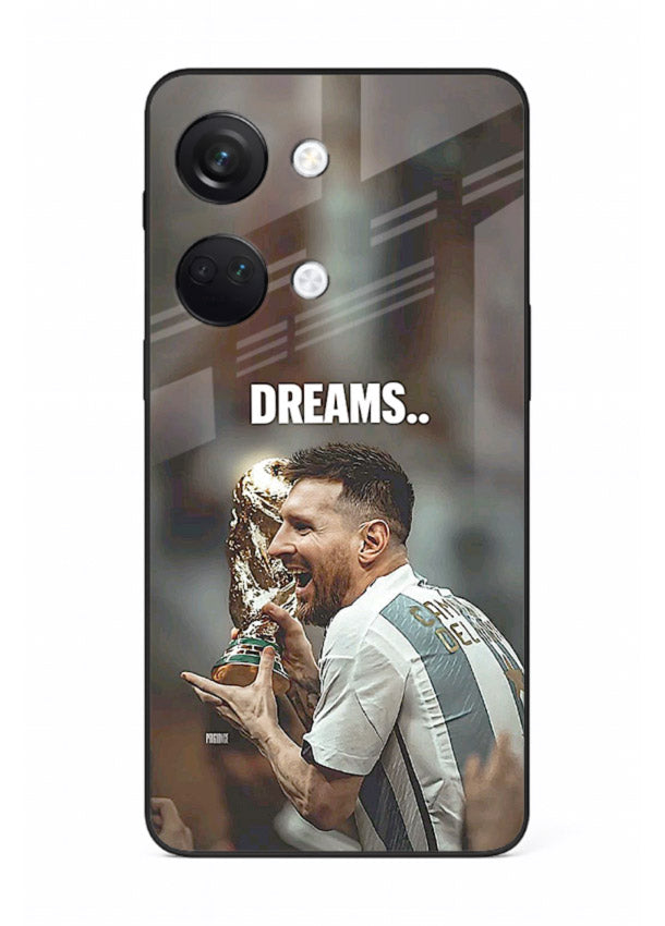 Motivational football quote artwork on premium tempered glass OnePlus Nord 3 back cover