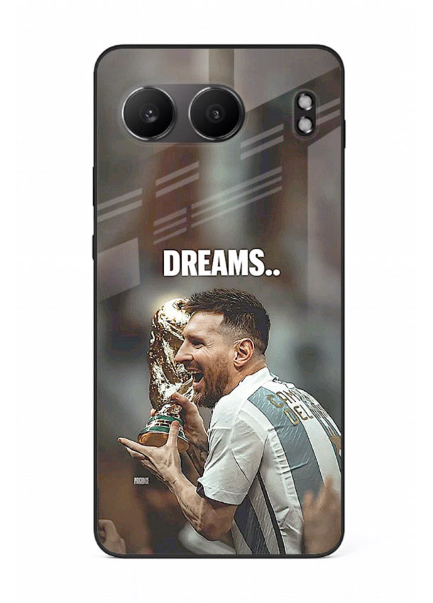 Motivational football quote artwork on premium tempered glass OnePlus Nord 4 back cover
