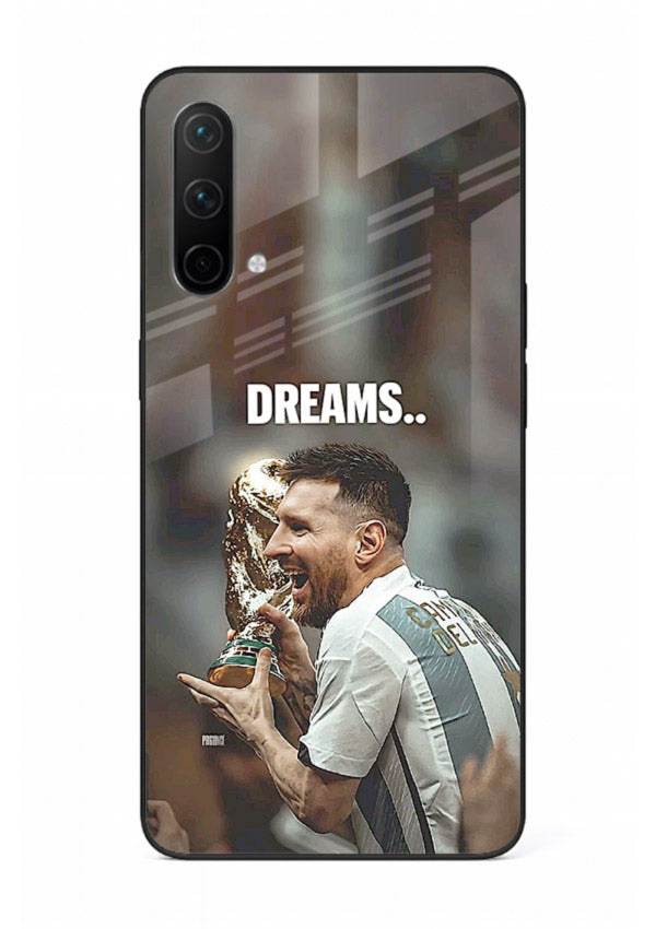 Motivational football quote artwork on premium tempered glass OnePlus Nord CE 5G back cover