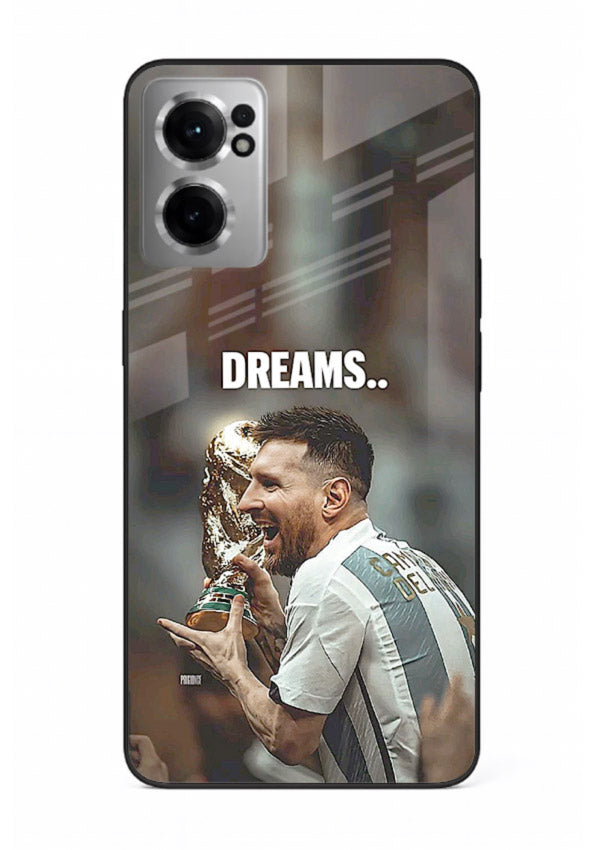 Motivational football quote artwork on premium tempered glass OnePlus Nord CE2 5G back cover