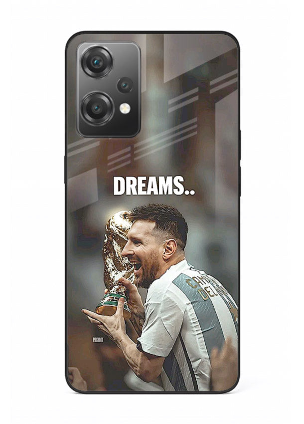 Motivational football quote artwork on premium tempered glass OnePlus Nord CE2 Lite 5G back cover