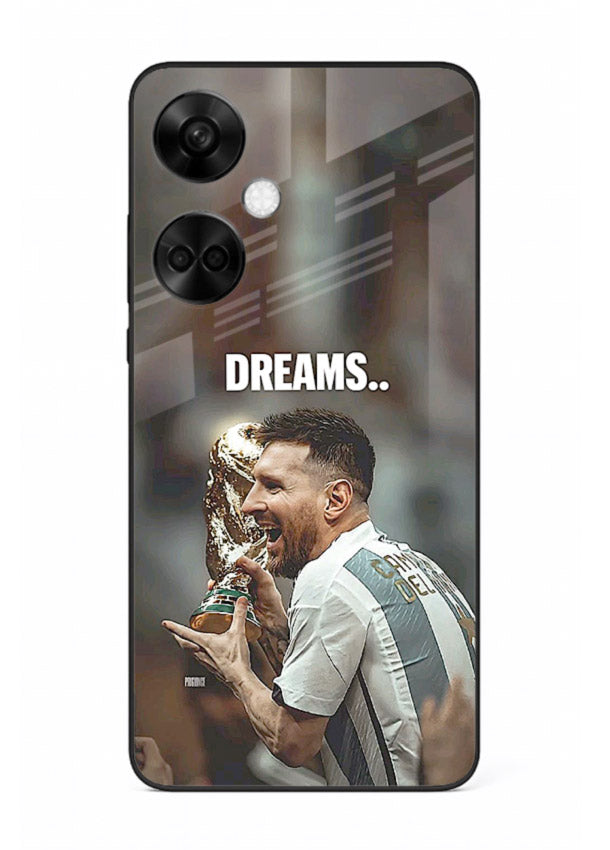 Motivational football quote artwork on premium tempered glass OnePlus Nord CE3 back cover