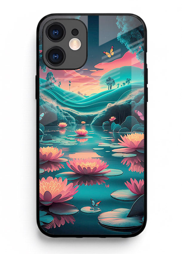 Dreamy Lotus Night mystical lotus artwork iphone 12 glass back cover