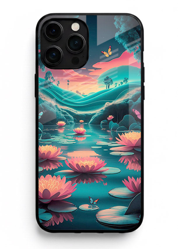 Dreamy Lotus Night mystical lotus artwork iphone 12 pro max glass back cover