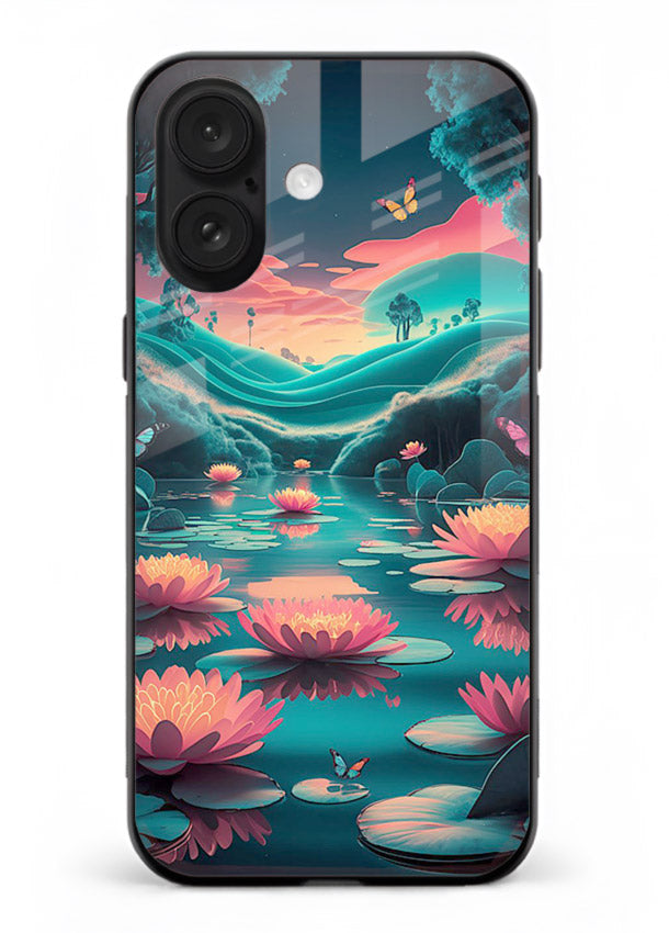 Dreamy Lotus Night mystical lotus artwork iphone 16 glass back cover