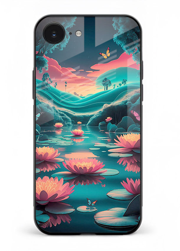 Dreamy Lotus Night mystical lotus artwork iphone 16e glass back cover