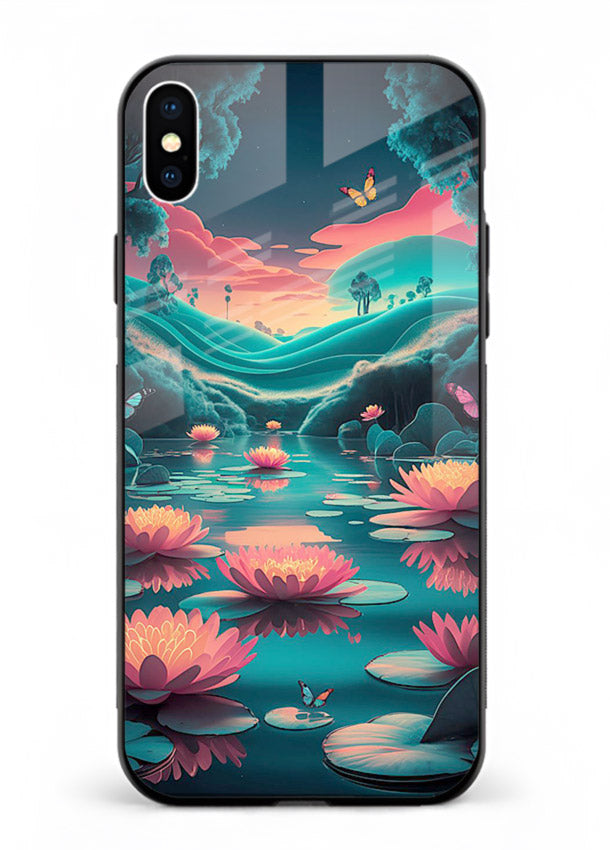 Dreamy Lotus Night mystical lotus artwork iphone xs max glass back cover