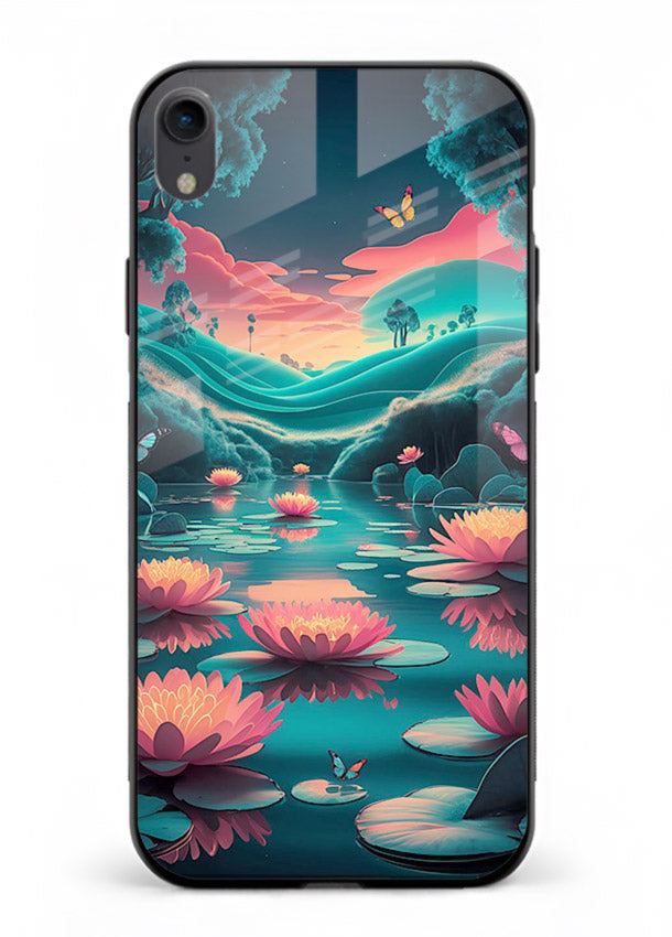 Dreamy Lotus Night mystical lotus artwork iphone xr glass back cover
