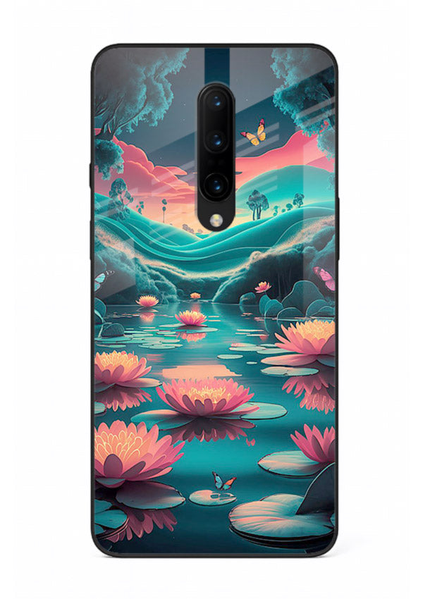 Dreamy Lotus Night mystical lotus artwork OnePlus 7T Pro glass back cover