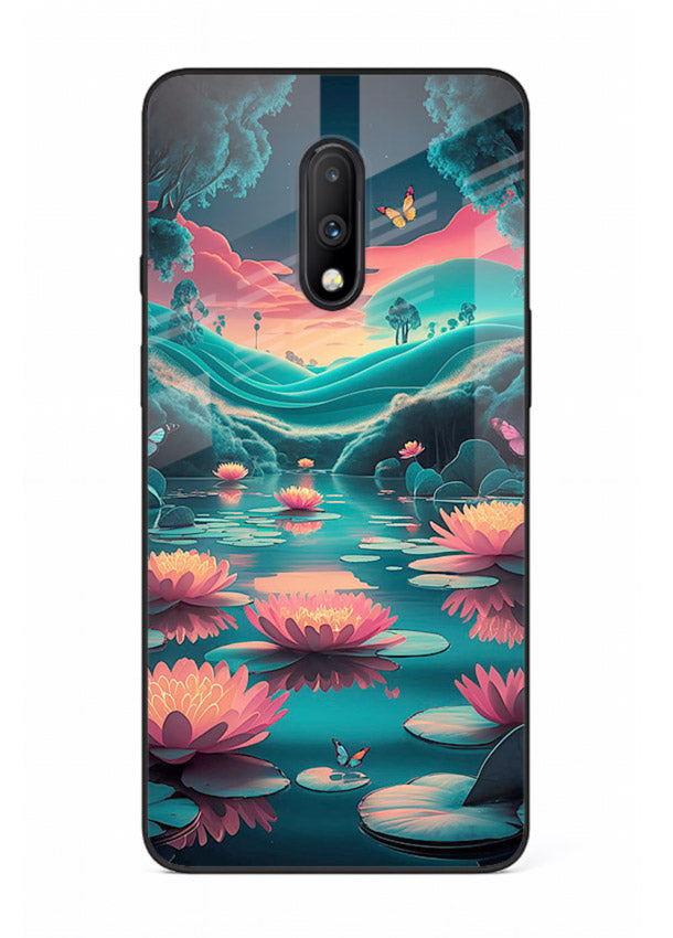 Dreamy Lotus Night mystical lotus artwork OnePlus 7 glass back cover