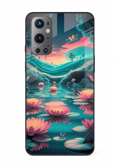 Dreamy Lotus Night mystical lotus artwork OnePlus 9 glass back cover