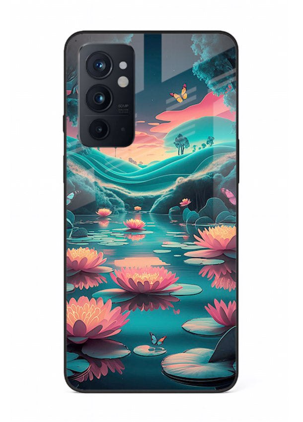 Dreamy Lotus Night mystical lotus artwork OnePlus 9RT glass back cover