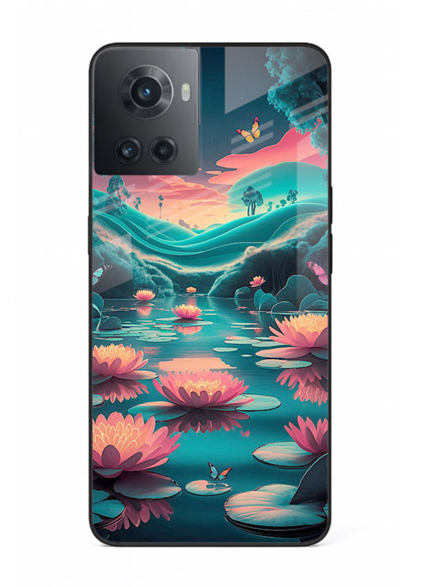 Dreamy Lotus Night mystical lotus artwork OnePlus 10R glass back cover