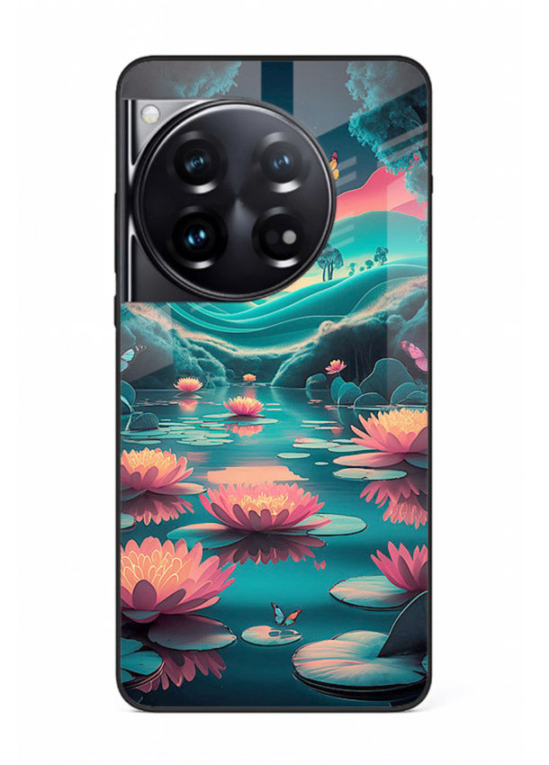 Dreamy Lotus Night mystical lotus artwork OnePlus 12 glass back cover