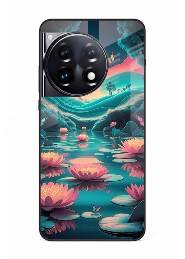 Dreamy Lotus Night mystical lotus artwork OnePlus 12R glass back cover