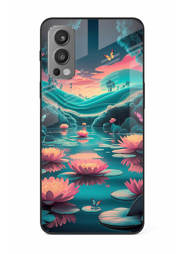 Dreamy Lotus Night mystical lotus artwork OnePlus Nord 2 glass back cover