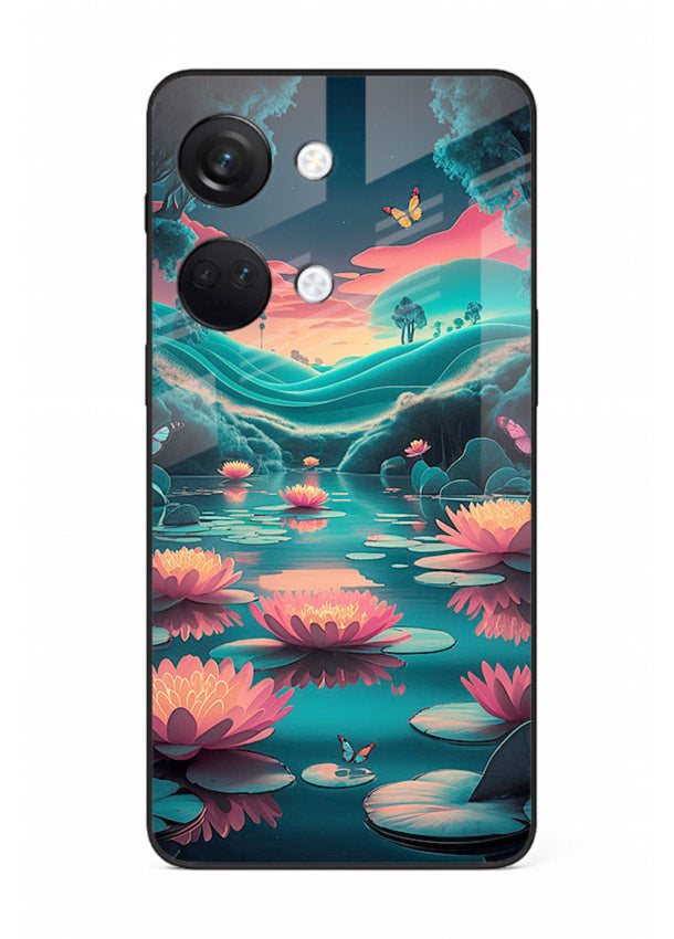 Dreamy Lotus Night mystical lotus artwork OnePlus Nord 3 glass back cover