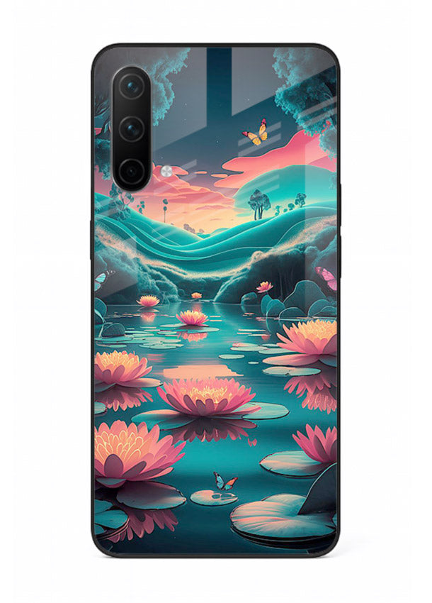 Dreamy Lotus Night mystical lotus artwork OnePlus Nord CE 5G glass back cover