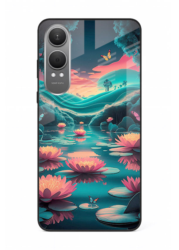Dreamy Lotus Night mystical lotus artwork OnePlus Nord CE4 Lite glass back cover
