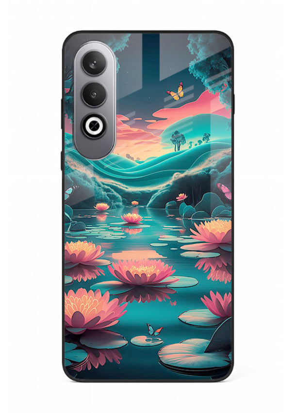 Dreamy Lotus Night mystical lotus artwork OnePlus Nord CE4 glass back cover
