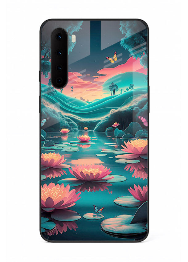 Dreamy Lotus Night mystical lotus artwork OnePlus Nord glass back cover