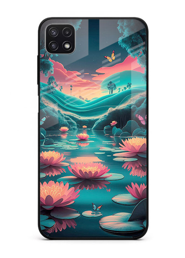 Dreamy Lotus Night mystical lotus artwork Samsung A22 5G glass back cover