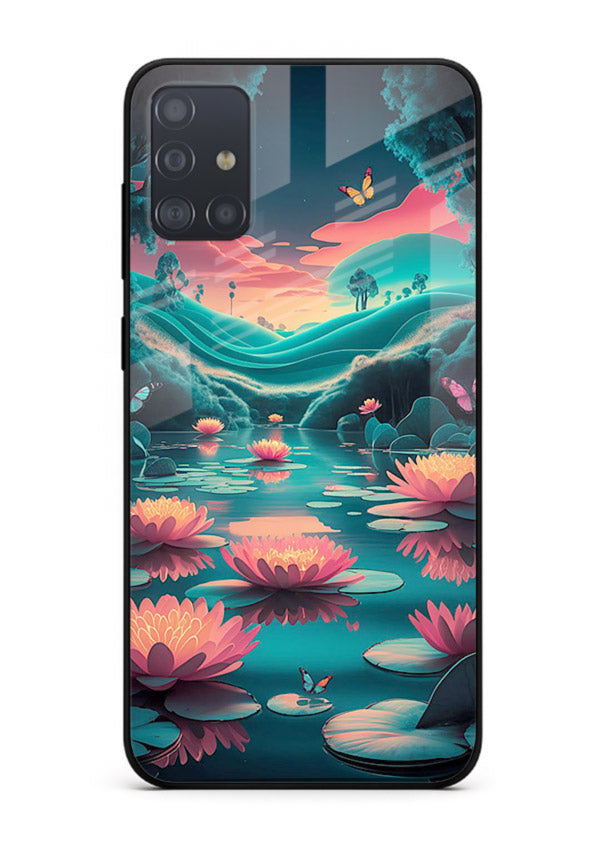 Dreamy Lotus Night mystical lotus artwork Samsung A71 glass back cover