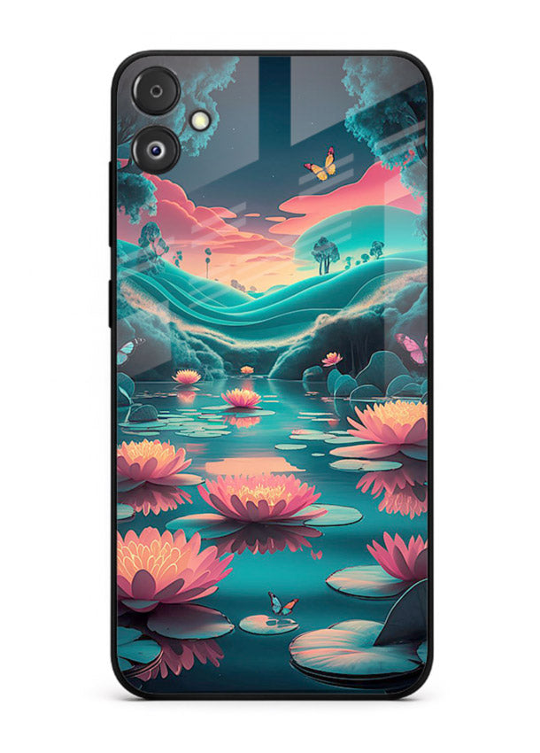 Dreamy Lotus Night mystical lotus artwork Samsung F04 5G glass back cover