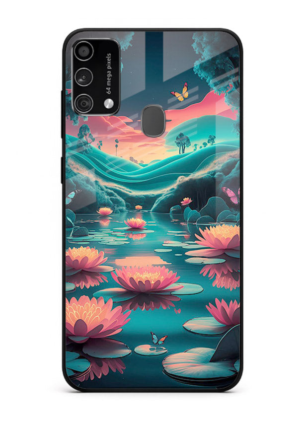 Dreamy Lotus Night mystical lotus artwork Samsung F41 glass back cover