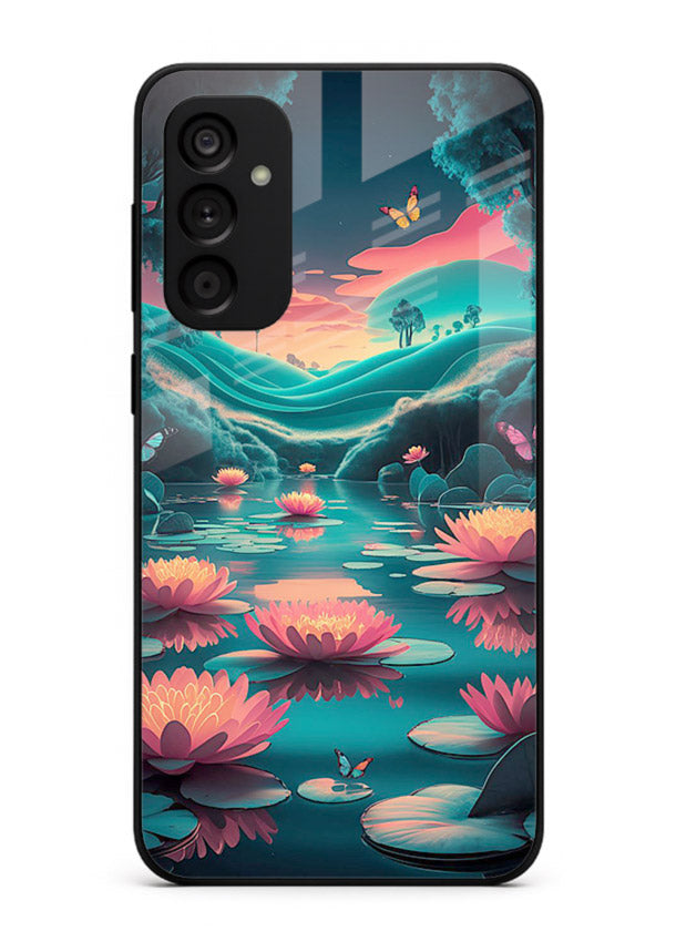 Dreamy Lotus Night mystical lotus artwork Samsung A14 5G glass back cover