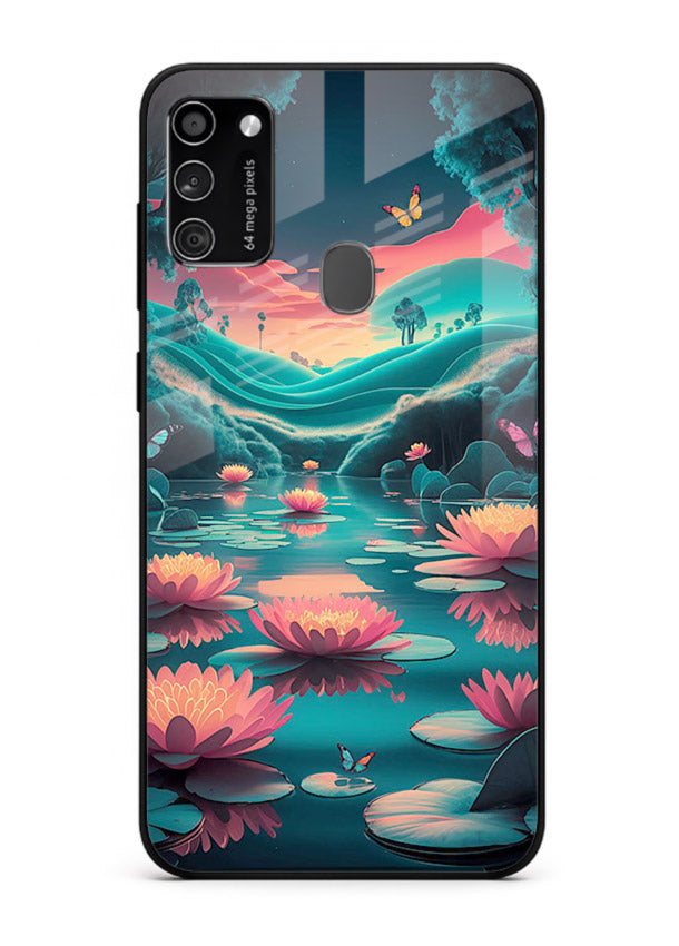 Dreamy Lotus Night mystical lotus artwork Samsung M30s glass back cover