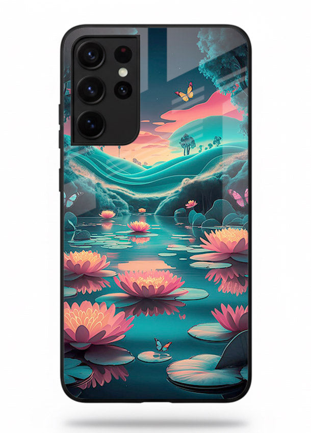 Dreamy Lotus Night mystical lotus artwork Samsung S21 Ultra glass back cover