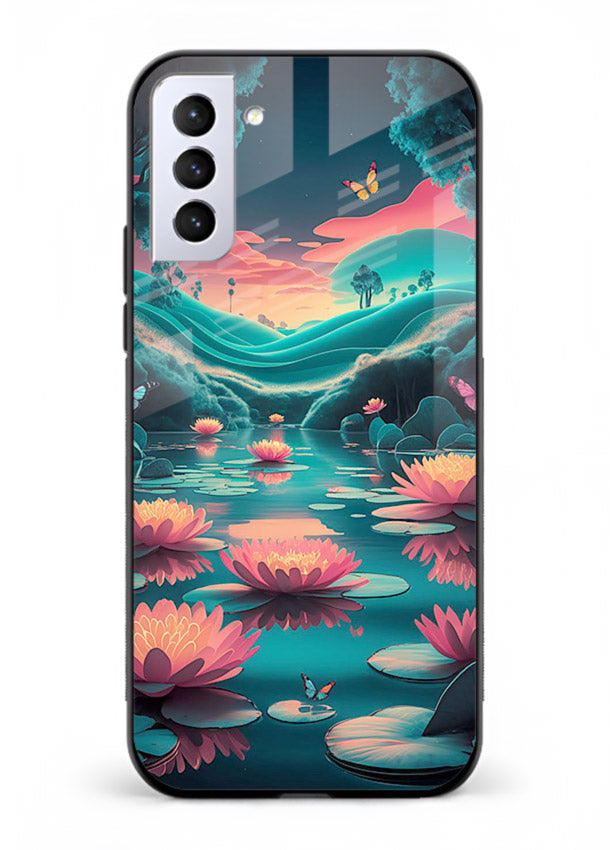 Dreamy Lotus Night mystical lotus artwork Samsung S21 FE glass back cover