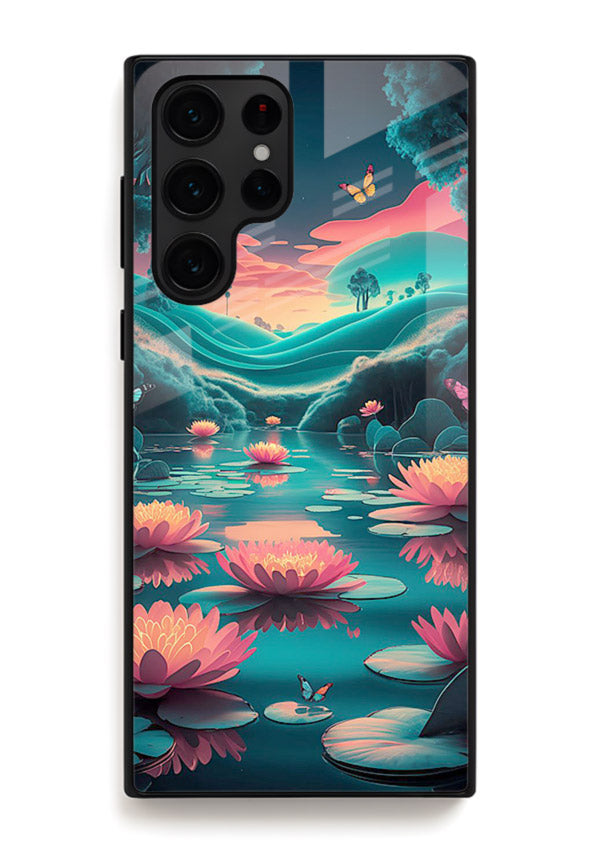 Dreamy Lotus Night mystical lotus artwork Samsung S25 Ultra glass back cover