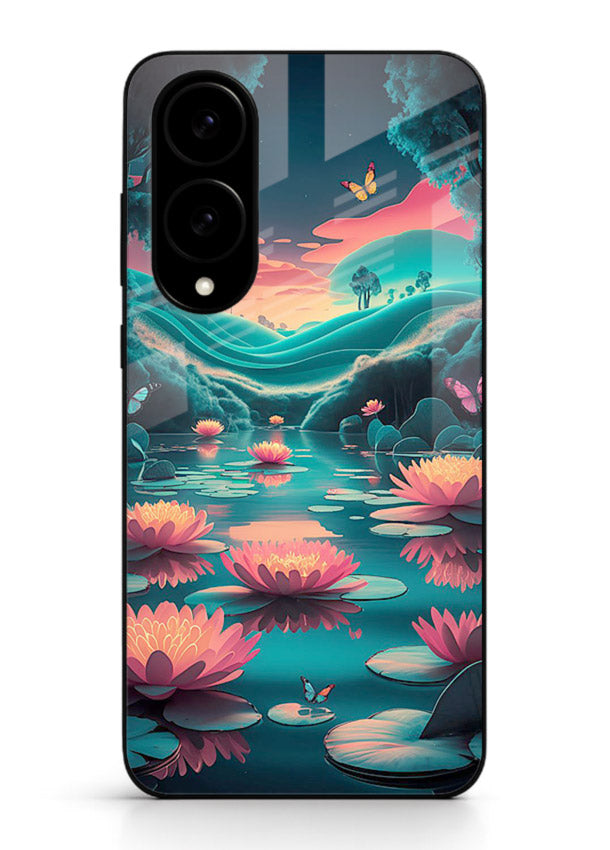 Dreamy Lotus Night mystical lotus artwork Samsung S25 Edge glass back cover