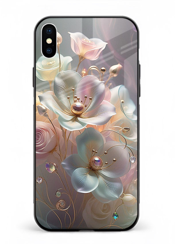 Rose orb artwork on iphone xs max glass back cover with glowing romantic tones.