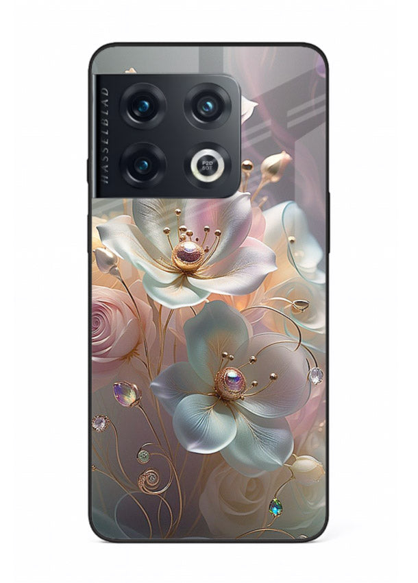 Rose orb artwork on OnePlus 10 Pro glass back cover with glowing romantic tones.