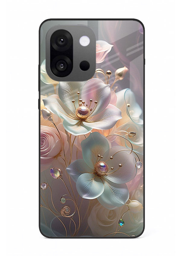 Rose orb artwork on OnePlus 13s glass back cover with glowing romantic tones.