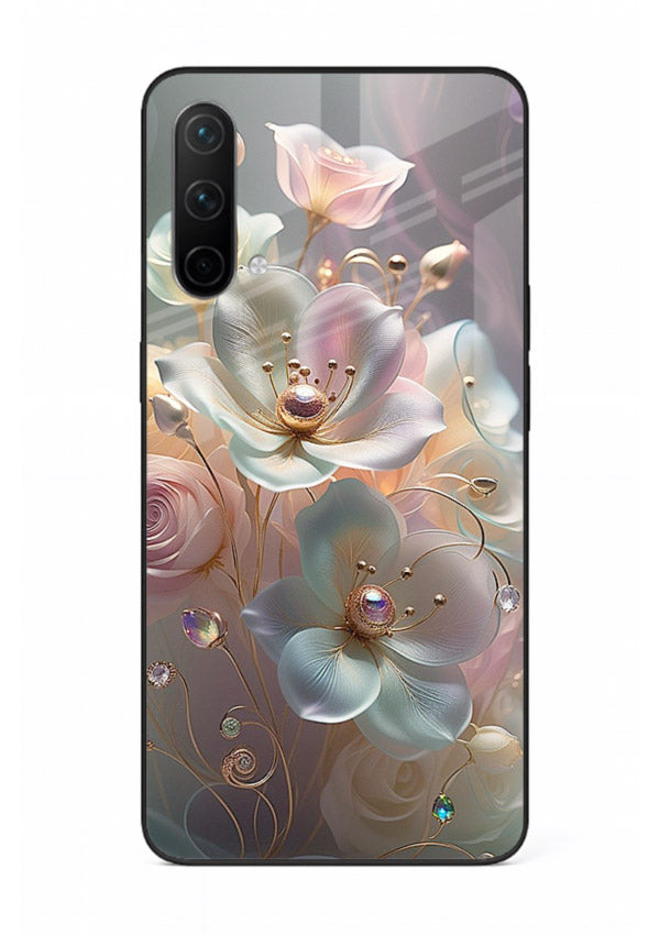 Rose orb artwork on OnePlus Nord CE 5G glass back cover with glowing romantic tones.
