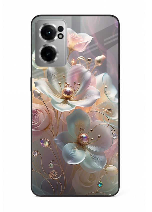 Rose orb artwork on OnePlus Nord CE2 5G glass back cover with glowing romantic tones.