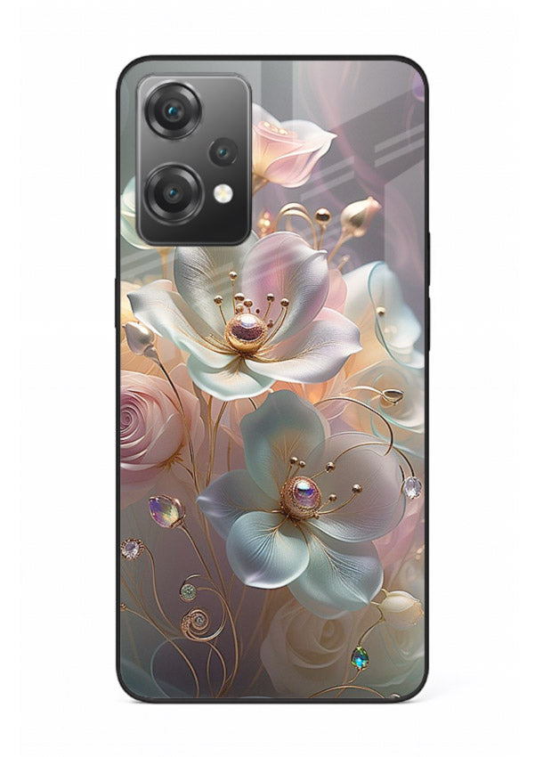 Rose orb artwork on OnePlus Nord CE2 Lite 5G glass back cover with glowing romantic tones.