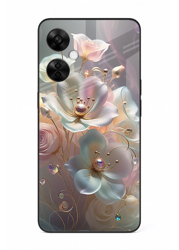 Rose orb artwork on OnePlus Nord CE3 Lite glass back cover with glowing romantic tones.