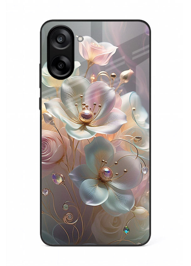 Rose orb artwork on OnePlus Nord CE5 glass back cover with glowing romantic tones.