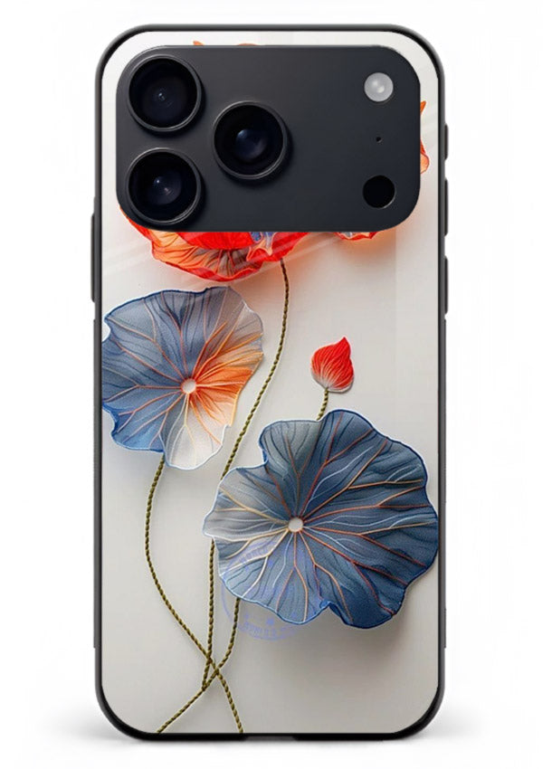 Dual-tone floral artwork on iphone 17 pro max glass back cover with smooth blended tones.
