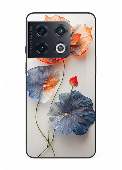 Dual-tone floral artwork on OnePlus 10 Pro glass back cover with smooth blended tones.