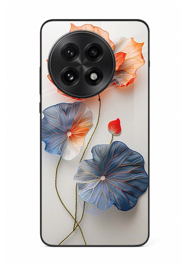 Dual-tone floral artwork on OnePlus 13 glass back cover with smooth blended tones.