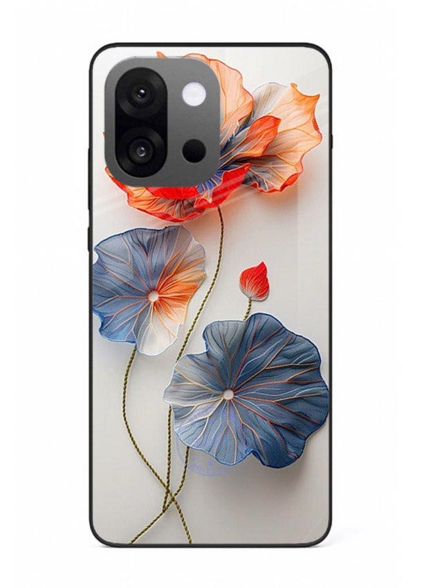 Dual-tone floral artwork on OnePlus 13s glass back cover with smooth blended tones.