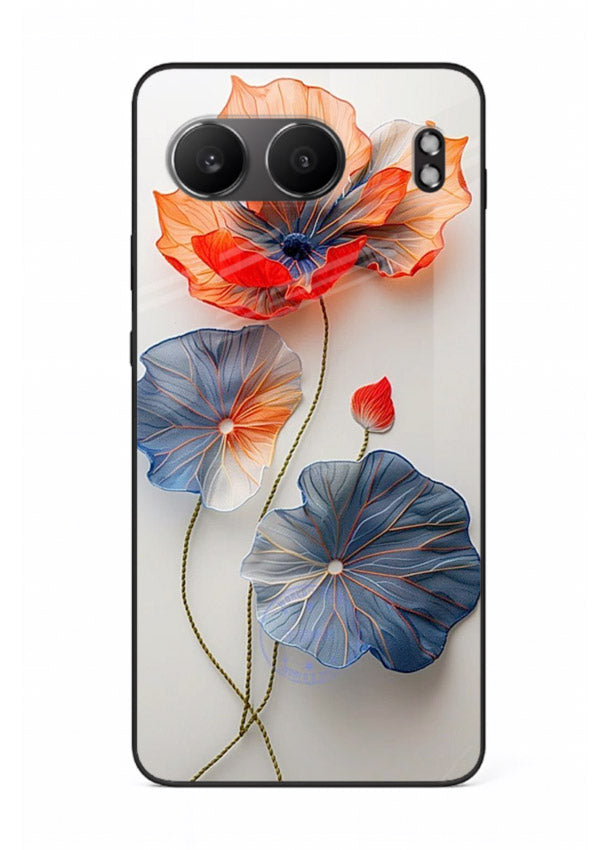 Dual-tone floral artwork on OnePlus Nord 4 glass back cover with smooth blended tones.