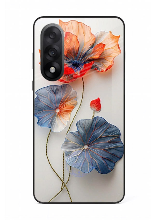 Dual-tone floral artwork on OnePlus Nord 5 glass back cover with smooth blended tones.