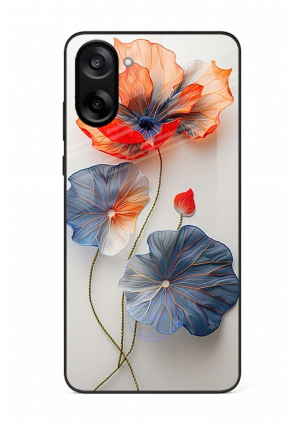 Dual-tone floral artwork on OnePlus Nord CE5 glass back cover with smooth blended tones.